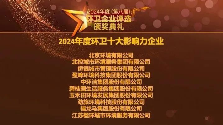 连续五年登榜丨V66.COM环境荣膺“2024年度环卫十大影响力企业”